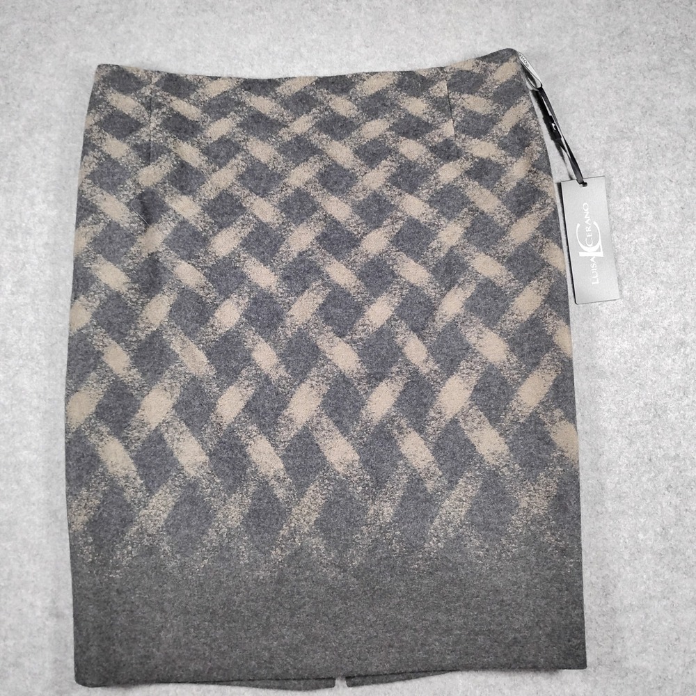 Luisa Cerano Wool Blend Geometric Pencil Skirt Women's Size 8 / DE 38 Gray